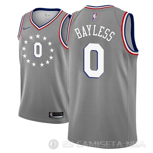 Camiseta Jerryd Bayless #0 Philadelphia 76ers Ciudad 2018-19 Gris - Haga un click en la imagen para cerrar